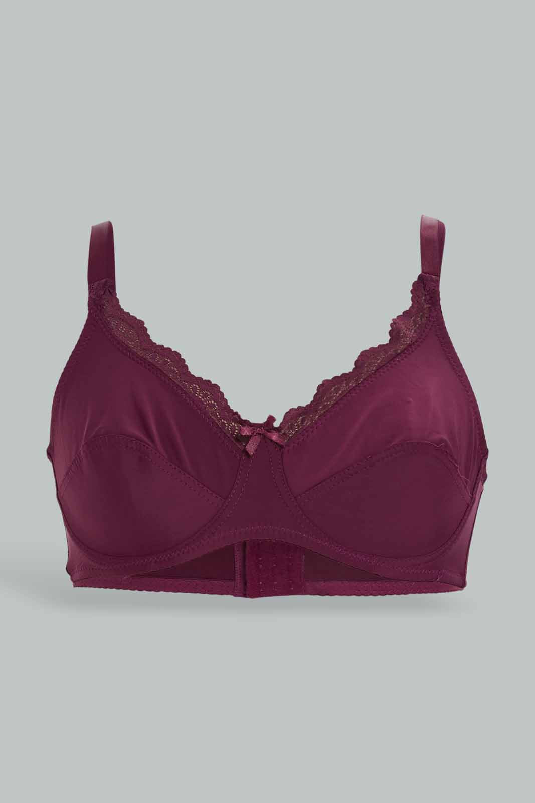 Redtag-Women-Burgundy/Beige-Color-Non-Padded-Bra-(2-Pack)-Category:Bras,-Colour:Assorted,-Deals:New-In,-Dept:Ladieswear,-Filter:Women's-Clothing,-New-In-Women-APL,-Non-Sale,-Section:Women,-W22B,-Women-Bras--