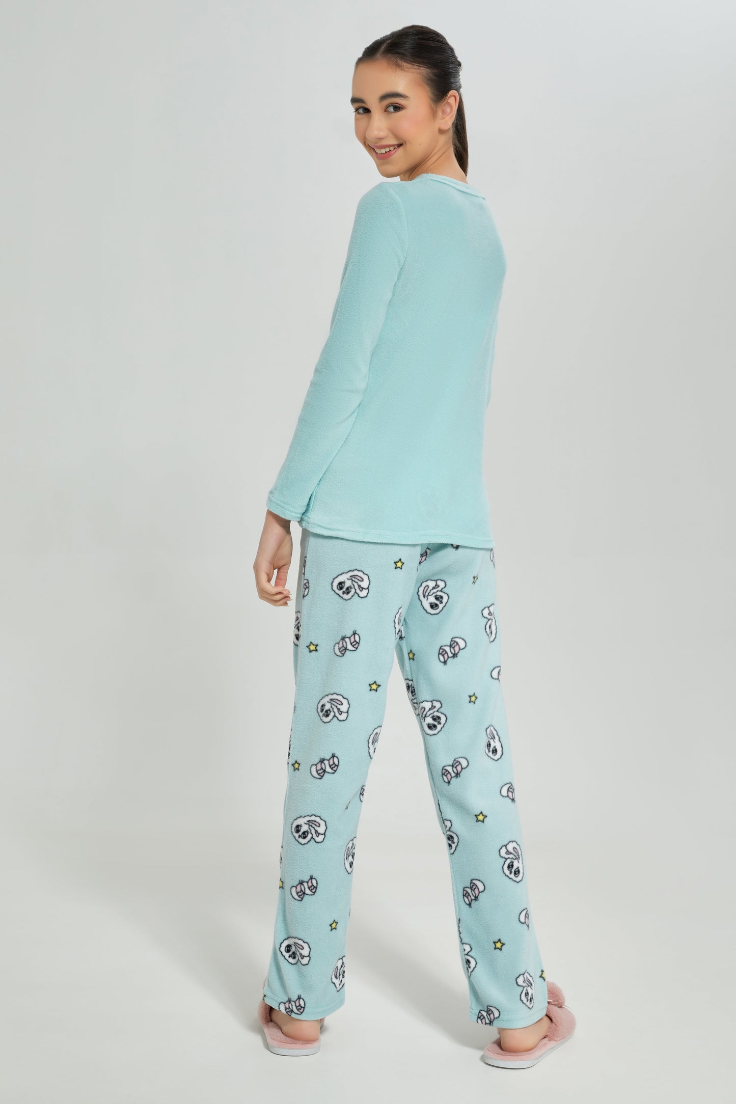 Senior Girls Mint Printed Pajama Set (2 Piece)