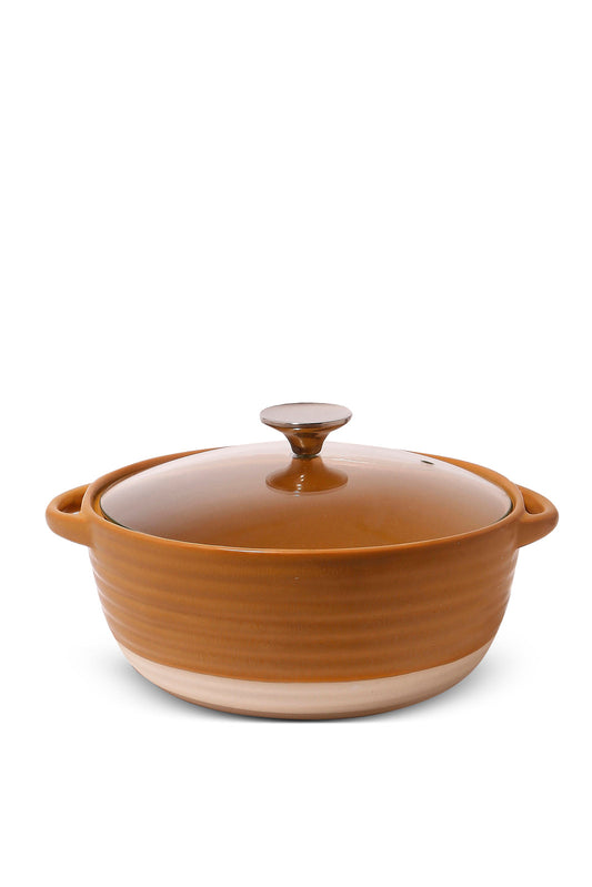 Redtag-Mustard-Round-Casserol-Category:Servewares,-Colour:Mustard,-Deals:New-In,-Dept:Home,-Filter:Home-Dining,-HMW-DIN-Serveware,-New-In-HMW-DIN,-Non-Sale,-S23A,-Section:Homewares-Home-Dining-