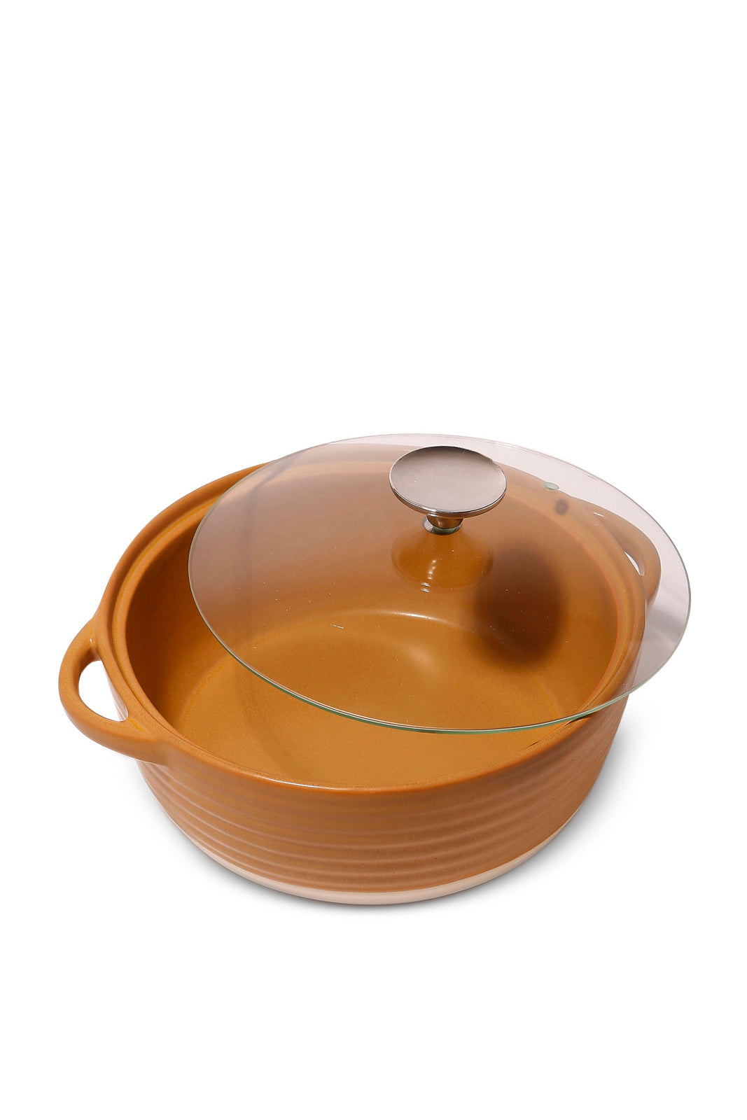 Redtag-Mustard-Round-Casserol-Category:Servewares,-Colour:Mustard,-Deals:New-In,-Dept:Home,-Filter:Home-Dining,-HMW-DIN-Serveware,-New-In-HMW-DIN,-Non-Sale,-S23A,-Section:Homewares-Home-Dining-