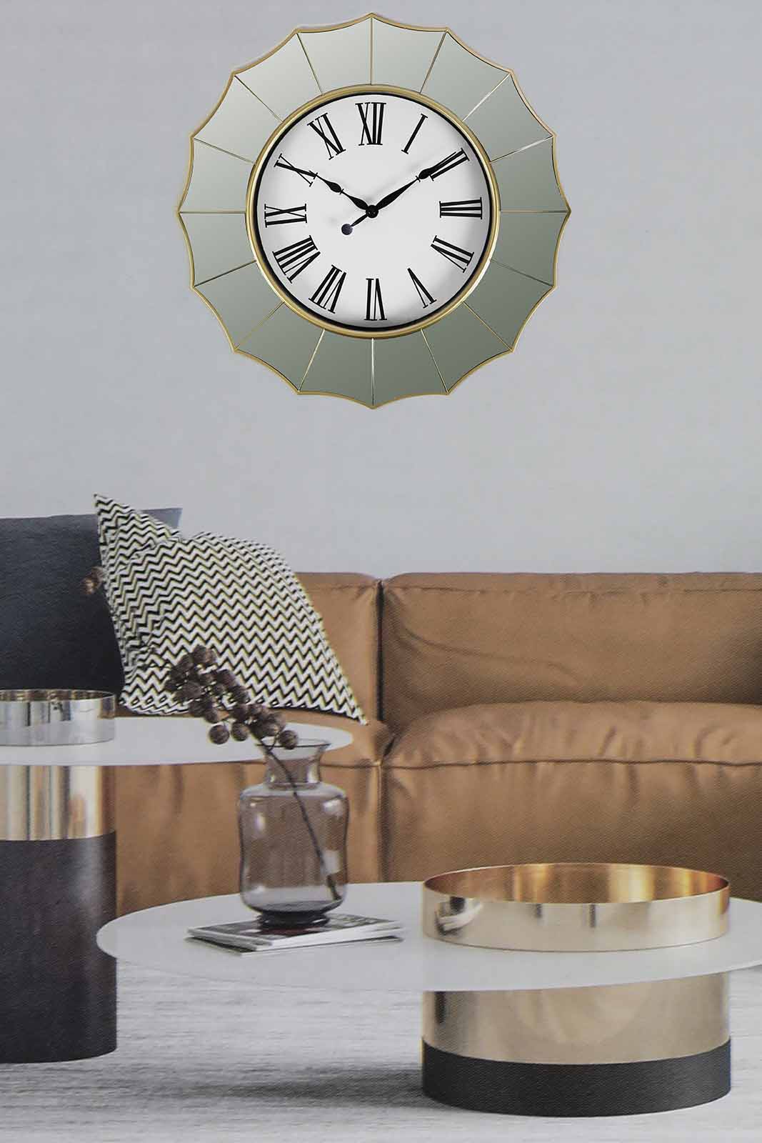 Redtag-Gold-Decorative-Mirror-Frame-Wall-Clock-Category:Clocks,-Colour:Gold,-Deals:New-In,-Dept:Home,-Filter:Home-Decor,-HMW-HOM-Wall-Decor-&-Mirrors,-New-In-HMW-HOM,-Non-Sale,-S23A,-Section:Homewares-Home-Decor-
