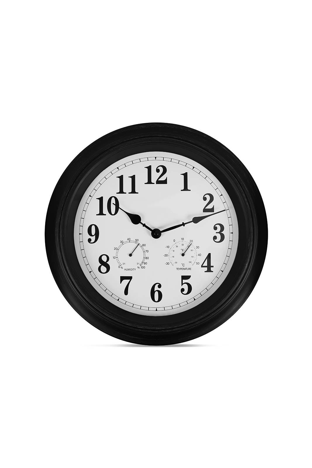 Redtag-Black-Wall-Clock-With-Humidity-&-Temperature-Category:Clocks,-Colour:Black,-Deals:New-In,-Dept:Home,-Filter:Home-Decor,-HMW-HOM-Wall-Decor-&-Mirrors,-New-In-HMW-HOM,-Non-Sale,-S23A,-Section:Homewares-Home-Decor-