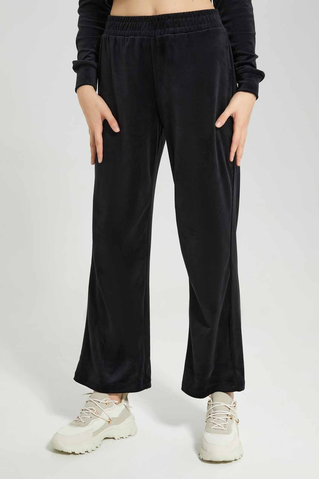 Redtag-Women-Black-Velour-Pants-Category:Joggers,-Colour:Black,-Deals:New-In,-Dept:Ladieswear,-Filter:Women's-Clothing,-New-In-Women-APL,-Non-Sale,-Section:Women,-W22B,-Women-Joggers-Women's-