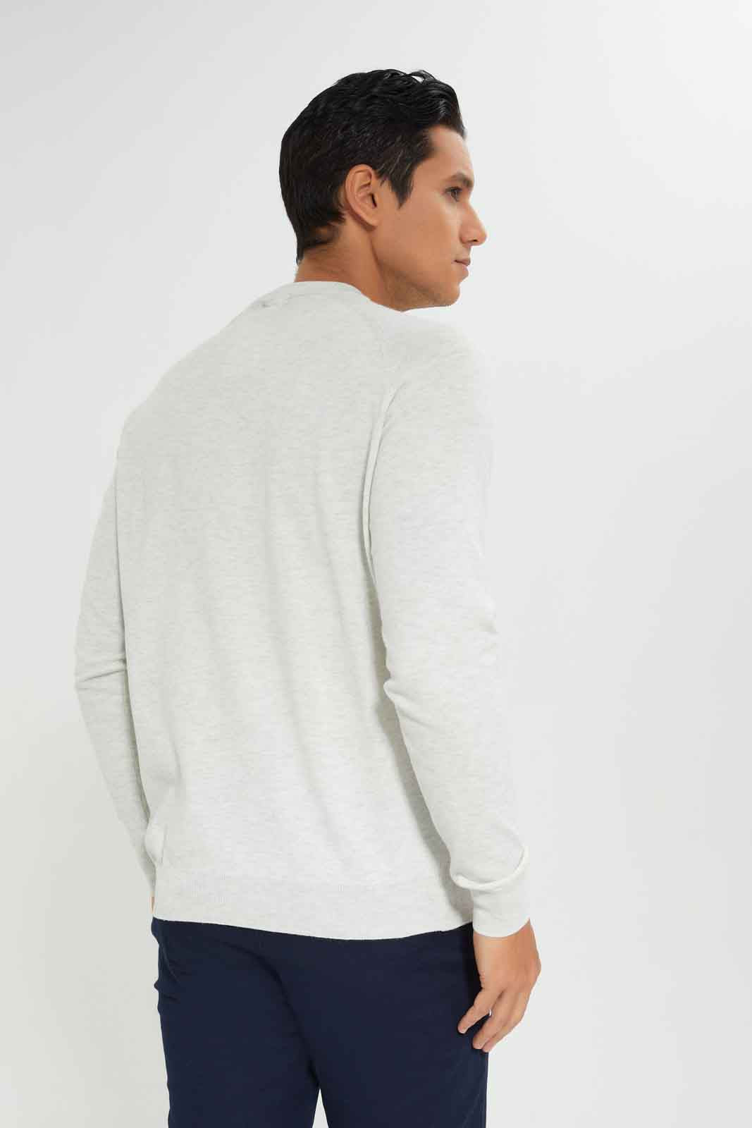 Redtag-Men-Ecru-Crew-Neck-Sweater-Category:Cardigans,-Colour:Ecru,-Deals:New-In,-Dept:Menswear,-Filter:Men's-Clothing,-Men-Cardigans,-New-In-Men-APL,-Non-Sale,-S23A,-Section:Men,-TBL-Men's-