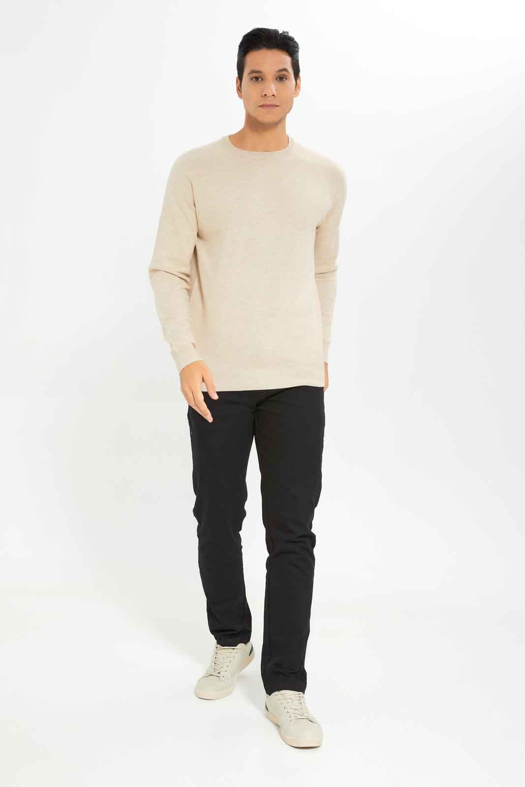 Redtag-Men-Beige-Crew-Neck-Sweater-Category:Cardigans,-Colour:Beige,-Deals:New-In,-Dept:Menswear,-Filter:Men's-Clothing,-Men-Cardigans,-New-In-Men-APL,-Non-Sale,-S23A,-Section:Men,-TBL-Men's-