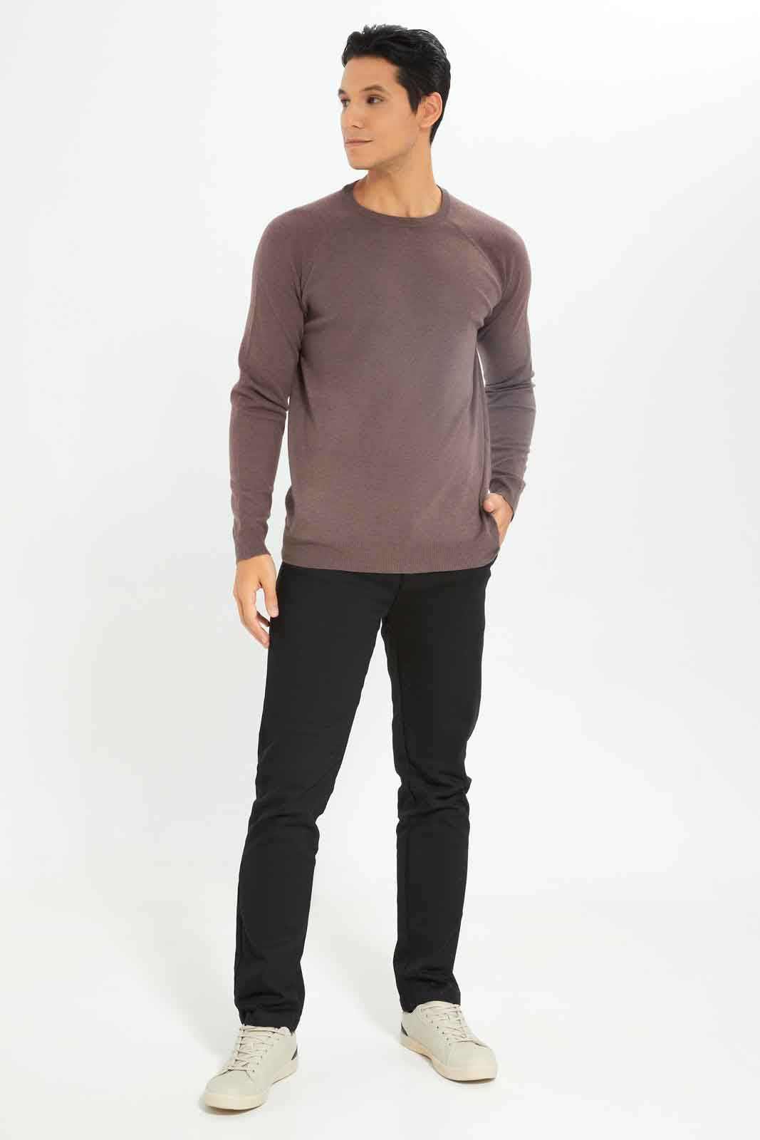 Redtag-Men-Brown-Crew-Neck-Sweater-Category:Cardigans,-Colour:Brown,-Deals:New-In,-Dept:Menswear,-Filter:Men's-Clothing,-Men-Cardigans,-New-In-Men-APL,-Non-Sale,-S23A,-Section:Men,-TBL-Men's-