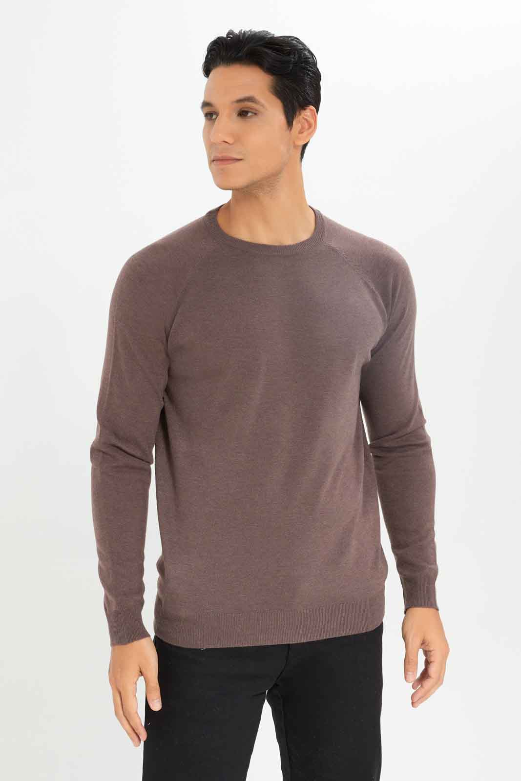 Redtag-Men-Brown-Crew-Neck-Sweater-Category:Cardigans,-Colour:Brown,-Deals:New-In,-Dept:Menswear,-Filter:Men's-Clothing,-Men-Cardigans,-New-In-Men-APL,-Non-Sale,-S23A,-Section:Men,-TBL-Men's-