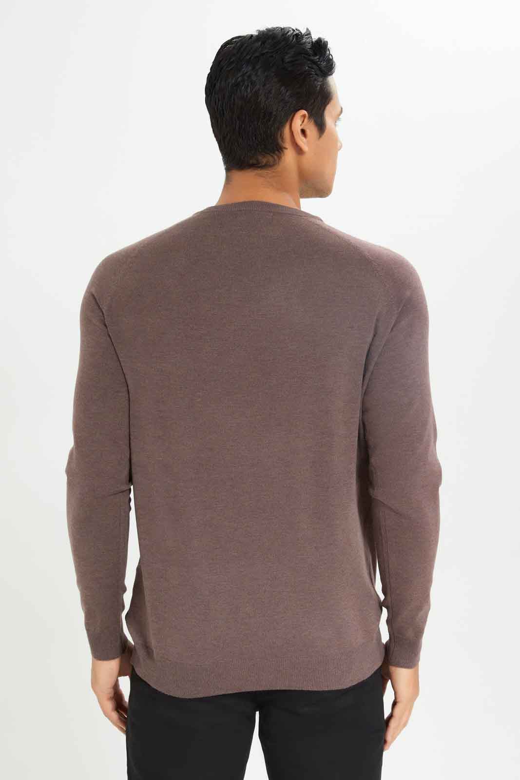 Redtag-Men-Brown-Crew-Neck-Sweater-Category:Cardigans,-Colour:Brown,-Deals:New-In,-Dept:Menswear,-Filter:Men's-Clothing,-Men-Cardigans,-New-In-Men-APL,-Non-Sale,-S23A,-Section:Men,-TBL-Men's-
