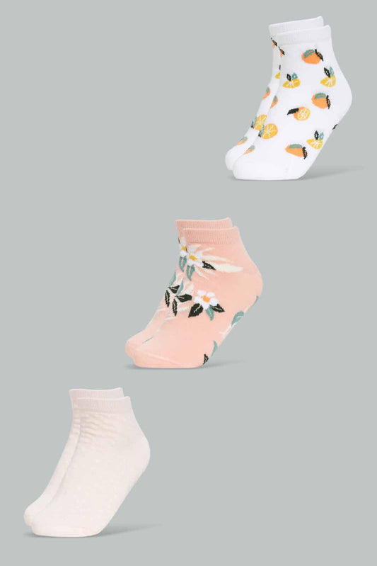 Redtag-Women-Assorted-Plain-Multi-Color-3Pk-Ladies-Ankle-Socks-365,-Category:Socks,-Colour:Assorted,-Deals:New-In,-Filter:Women's-Clothing,-New-In-Women-APL,-Non-Sale,-Section:Women,-Women-Socks--