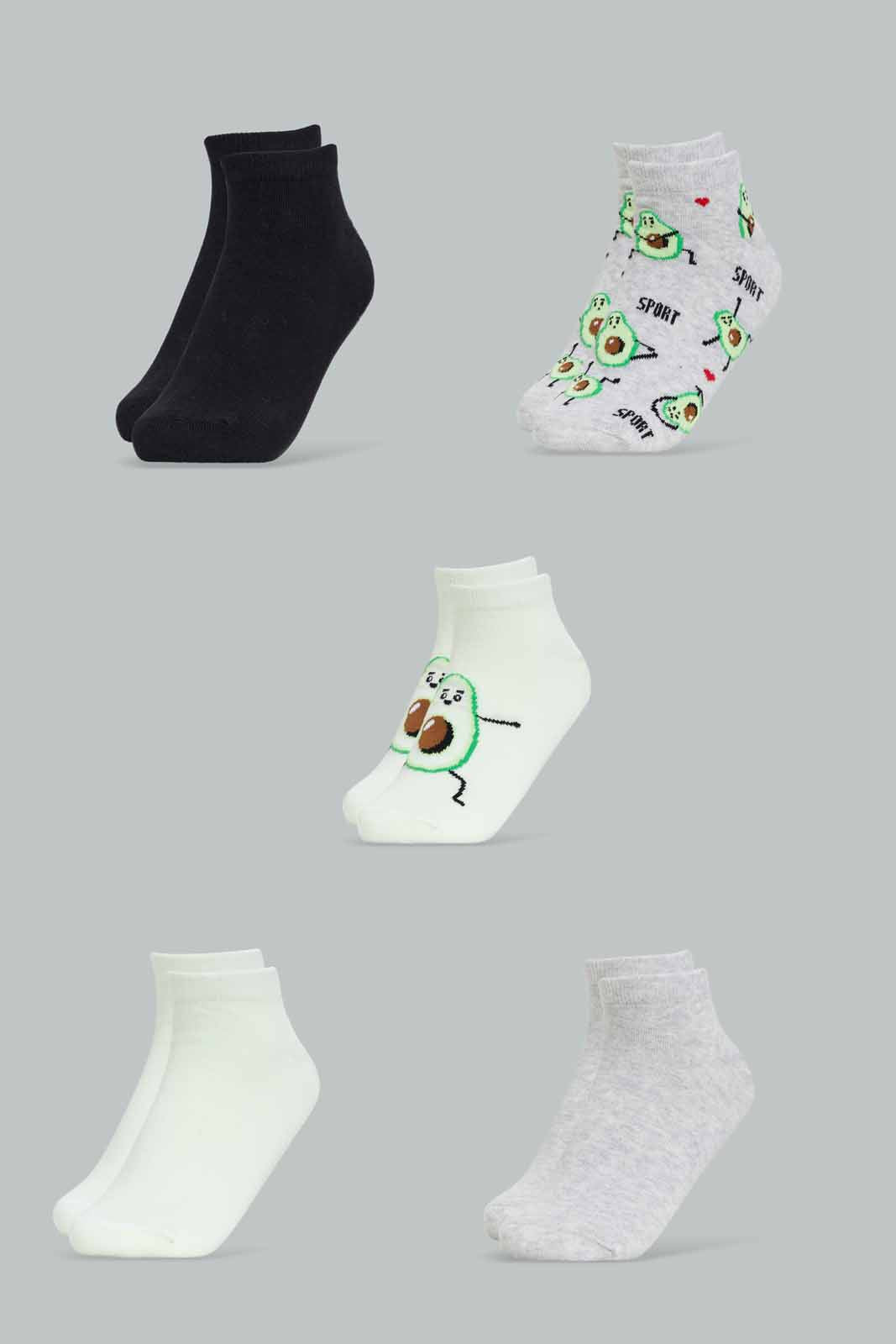 Redtag-Women-Assorted-Plain-Multi-Color-5Pk-Ladies-Ankle-Socks-365,-Category:Socks,-Colour:Assorted,-Deals:New-In,-Filter:Women's-Clothing,-New-In-Women-APL,-Non-Sale,-Section:Women,-Women-Socks--