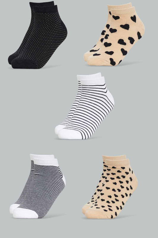 Redtag-Women-Assorted-Plain-Multi-Color-5Pk-Ladies-Ankle-Socks-365,-Category:Socks,-Colour:Assorted,-Deals:New-In,-Filter:Women's-Clothing,-New-In-Women-APL,-Non-Sale,-Section:Women,-Women-Socks--