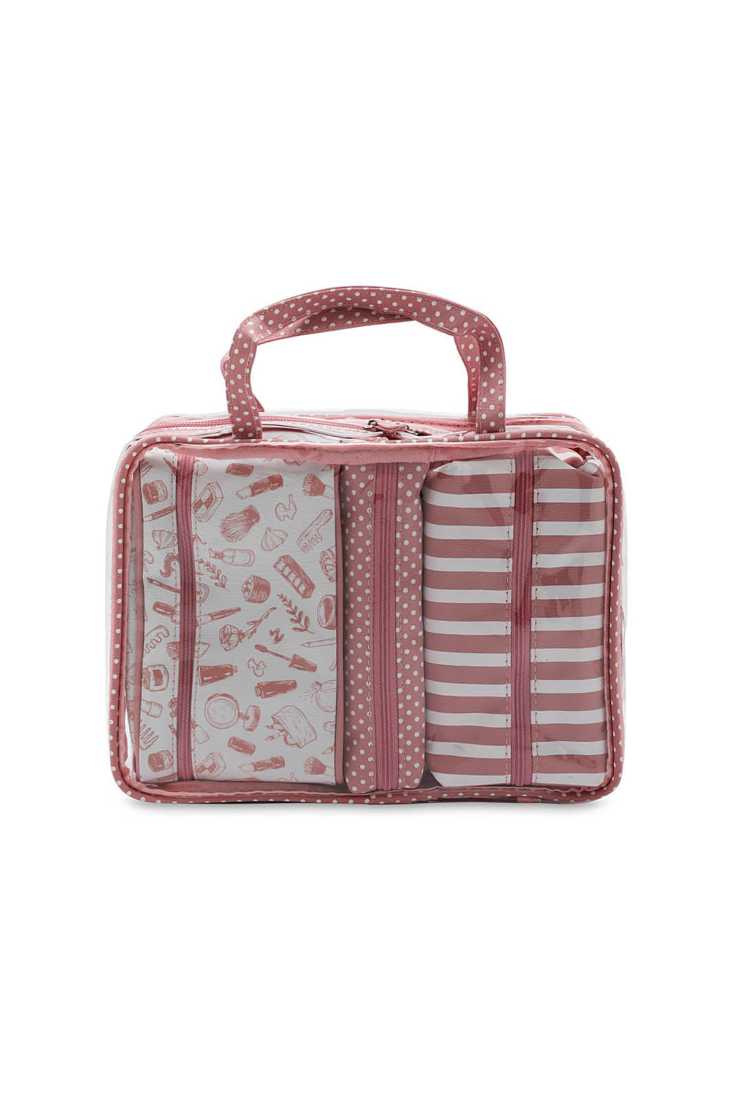 Redtag-Pink-Polka-Dots-Cosmetic-Pouches-Category:Cosmetics,-Colour:Pink,-Dept:Ladieswear,-Filter:Women's-Accessories,-New-In,-New-In-Women-ACC,-Non-Sale,-S23A,-Section:Women,-Women-Cosmetics-Women-