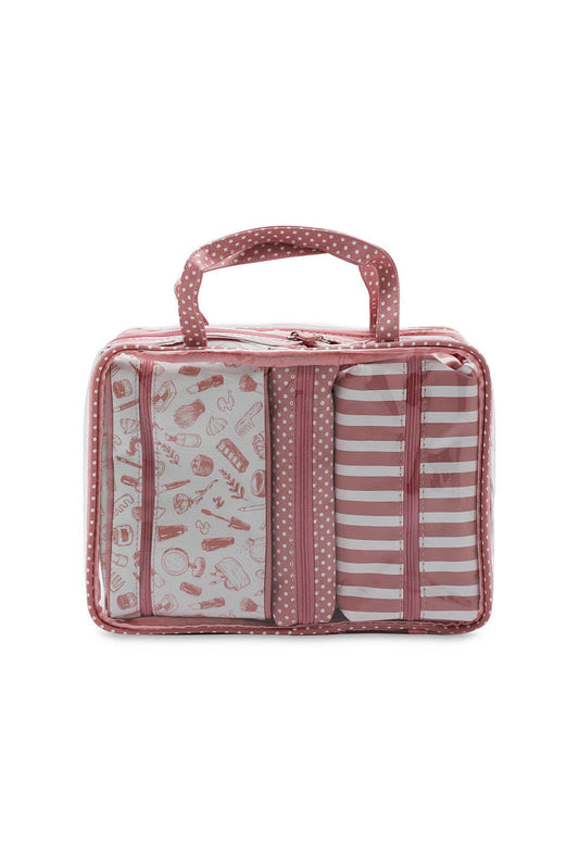 Redtag-Pink-Polka-Dots-Cosmetic-Pouches-Category:Cosmetics,-Colour:Pink,-Dept:Ladieswear,-Filter:Women's-Accessories,-New-In,-New-In-Women-ACC,-Non-Sale,-S23A,-Section:Women,-Women-Cosmetics-Women-