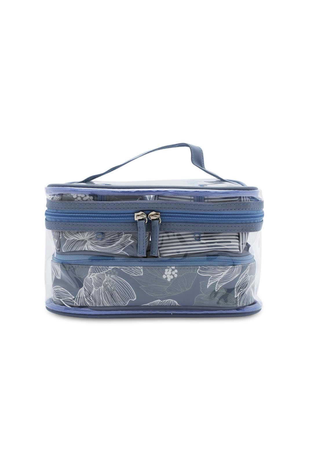 Redtag-Blue-Floral-Printed-Cosmetic-Pouches-Category:Cosmetics,-Colour:Blue,-Dept:Ladieswear,-Filter:Women's-Accessories,-New-In,-New-In-Women-ACC,-Non-Sale,-S23A,-Section:Women,-Women-Cosmetics-Women-