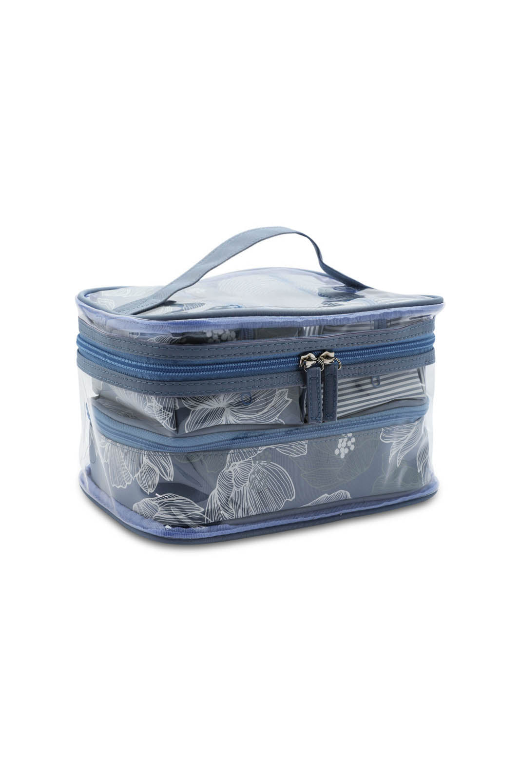 Redtag-Blue-Floral-Printed-Cosmetic-Pouches-Category:Cosmetics,-Colour:Blue,-Dept:Ladieswear,-Filter:Women's-Accessories,-New-In,-New-In-Women-ACC,-Non-Sale,-S23A,-Section:Women,-Women-Cosmetics-Women-