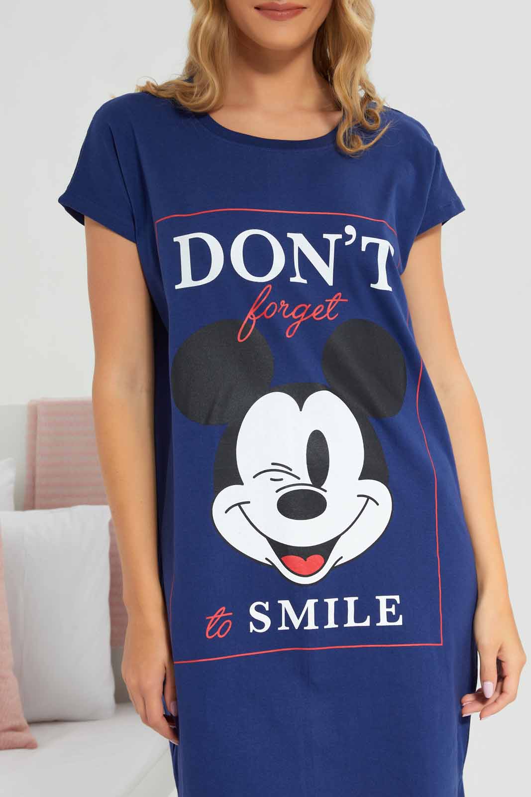 Redtag-Women-Navy-Color-Night-Dress-With-Eye-Mask-Category:Nightshirts,-Colour:Navy,-Deals:New-In,-Filter:Women's-Clothing,-New-In-Women-APL,-Non-Sale,-Section:Women,-W22A,-Women-Nightshirts--