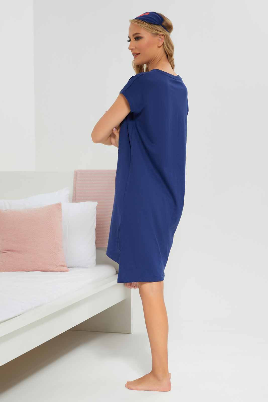 Redtag-Women-Navy-Color-Night-Dress-With-Eye-Mask-Category:Nightshirts,-Colour:Navy,-Deals:New-In,-Filter:Women's-Clothing,-New-In-Women-APL,-Non-Sale,-Section:Women,-W22A,-Women-Nightshirts--