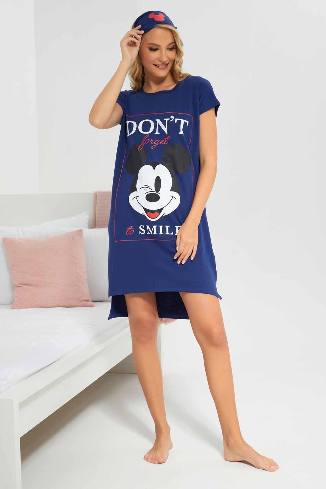 Redtag-Women-Navy-Color-Night-Dress-With-Eye-Mask-Category:Nightshirts,-Colour:Navy,-Deals:New-In,-Filter:Women's-Clothing,-New-In-Women-APL,-Non-Sale,-Section:Women,-W22A,-Women-Nightshirts--