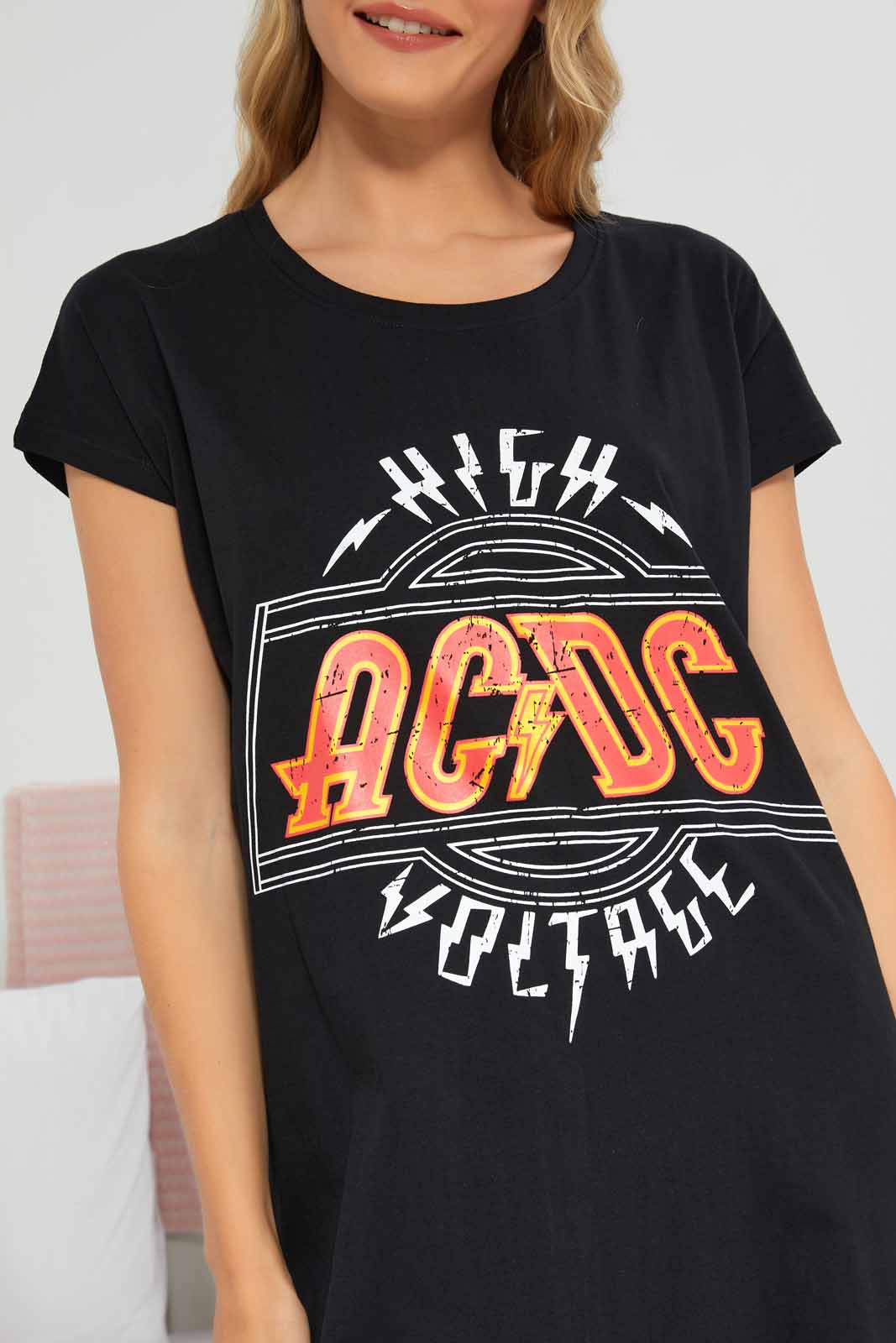 Redtag-Women-Black-Color-Night-Dress-With-Eye-Mask-Category:Nightshirts,-Colour:Black,-Deals:New-In,-Filter:Women's-Clothing,-New-In-Women-APL,-Non-Sale,-Section:Women,-W22A,-Women-Nightshirts--