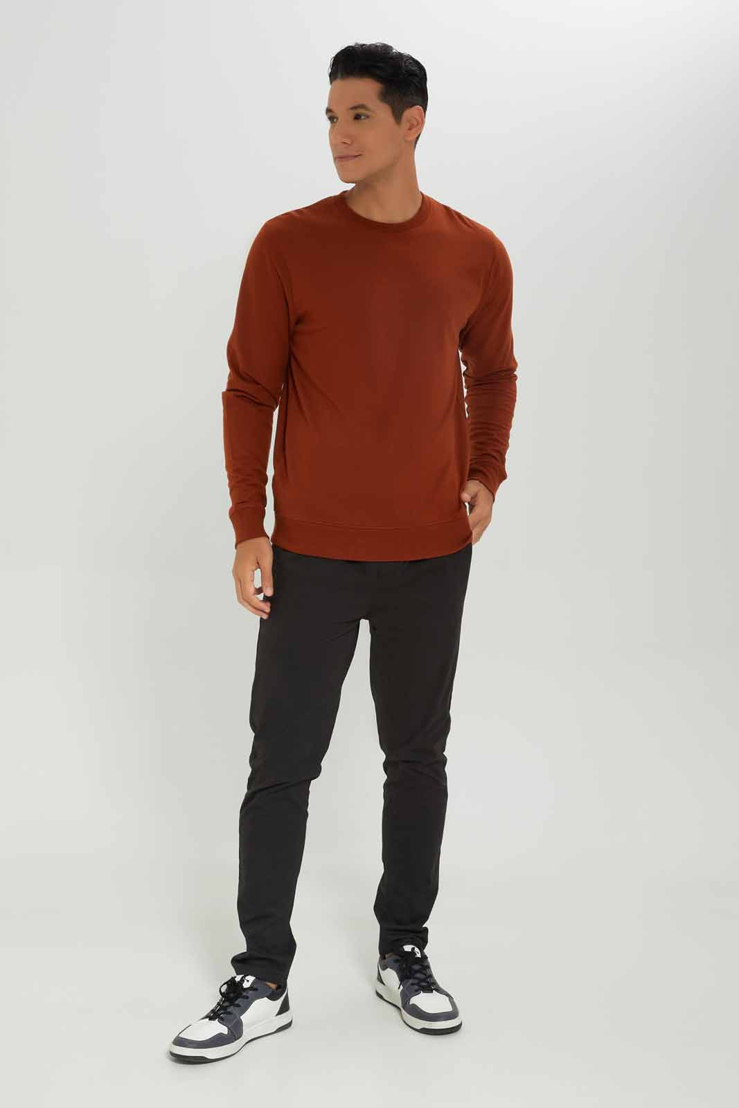 Redtag-Men-Orange-Crew-Neck-Sweatshirt-Category:Sweatshirts,-Colour:Orange,-Deals:New-In,-Dept:Menswear,-Filter:Men's-Clothing,-Men-Sweatshirts,-New-In-Men-APL,-Non-Sale,-S23A,-Section:Men,-TBL-Men's-