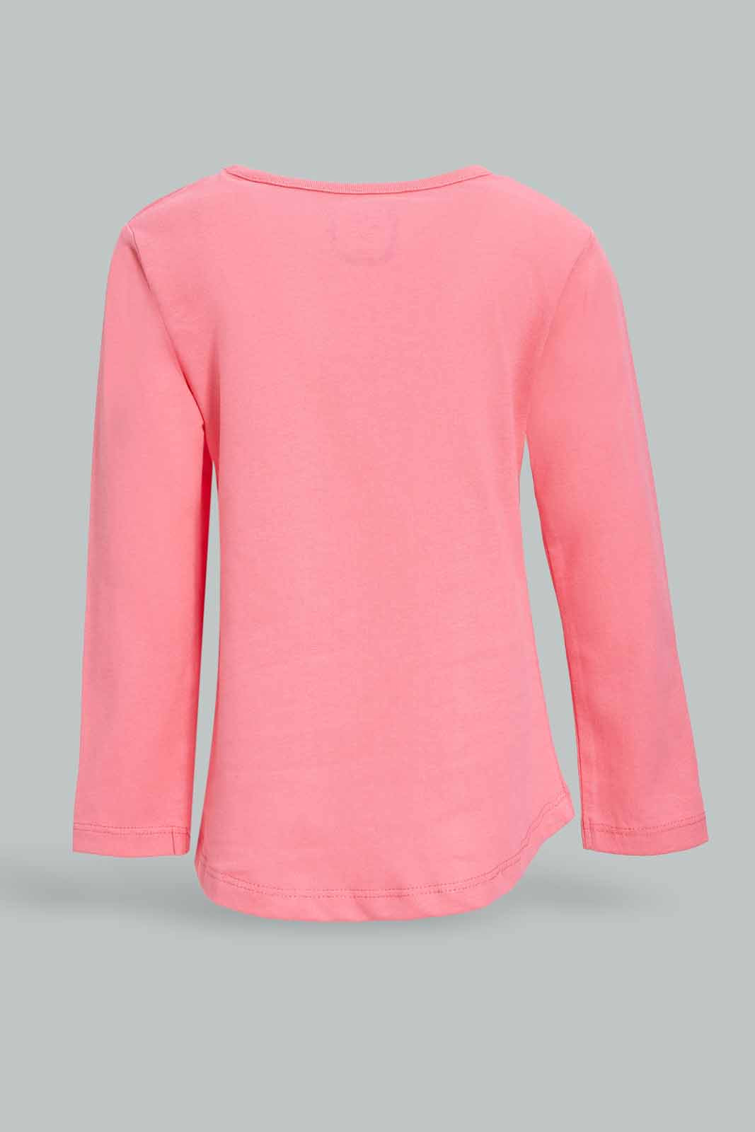 Redtag-Girls-Pink-Placement-Print-Graphic-Tee-Category:T-Shirts,-Colour:Apricot,-Deals:New-In,-Dept:Girls,-Filter:Infant-Girls-(3-to-24-Mths),-ING-T-Shirts,-New-In-ING-APL,-Non-Sale,-S23A,-Section:Girls-(0-to-14Yrs),-TBL-Infant-Girls-3 to 24 Months