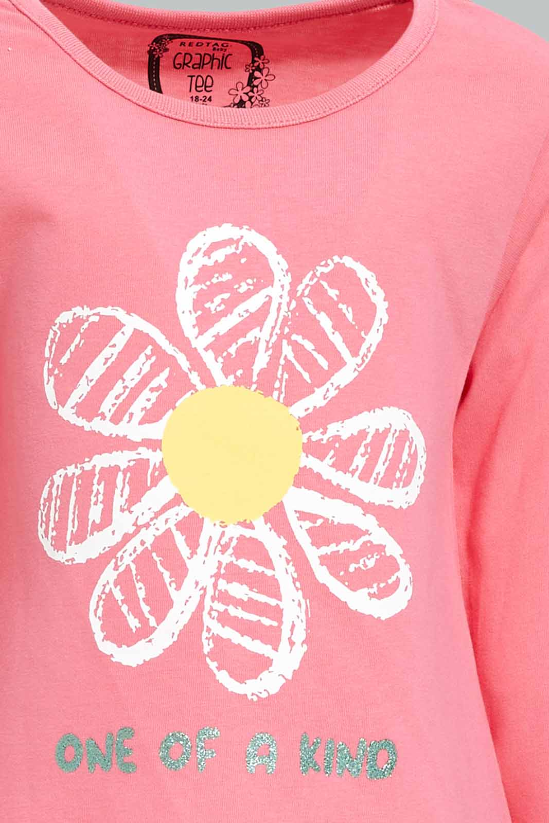 Redtag-Girls-Pink-Placement-Print-Graphic-Tee-Category:T-Shirts,-Colour:Apricot,-Deals:New-In,-Dept:Girls,-Filter:Infant-Girls-(3-to-24-Mths),-ING-T-Shirts,-New-In-ING-APL,-Non-Sale,-S23A,-Section:Girls-(0-to-14Yrs),-TBL-Infant-Girls-3 to 24 Months