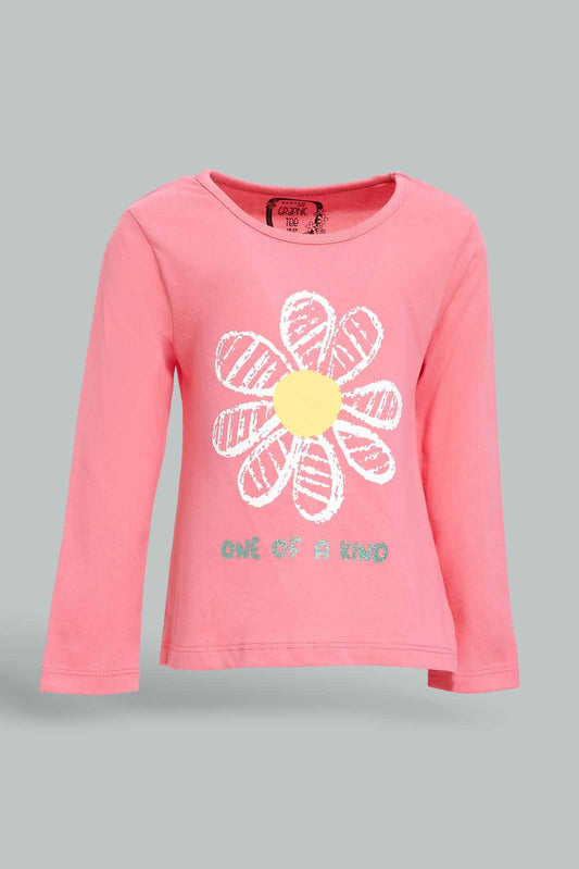 Redtag-Girls-Pink-Placement-Print-Graphic-Tee-Category:T-Shirts,-Colour:Apricot,-Deals:New-In,-Dept:Girls,-Filter:Infant-Girls-(3-to-24-Mths),-ING-T-Shirts,-New-In-ING-APL,-Non-Sale,-S23A,-Section:Girls-(0-to-14Yrs),-TBL-Infant-Girls-3 to 24 Months