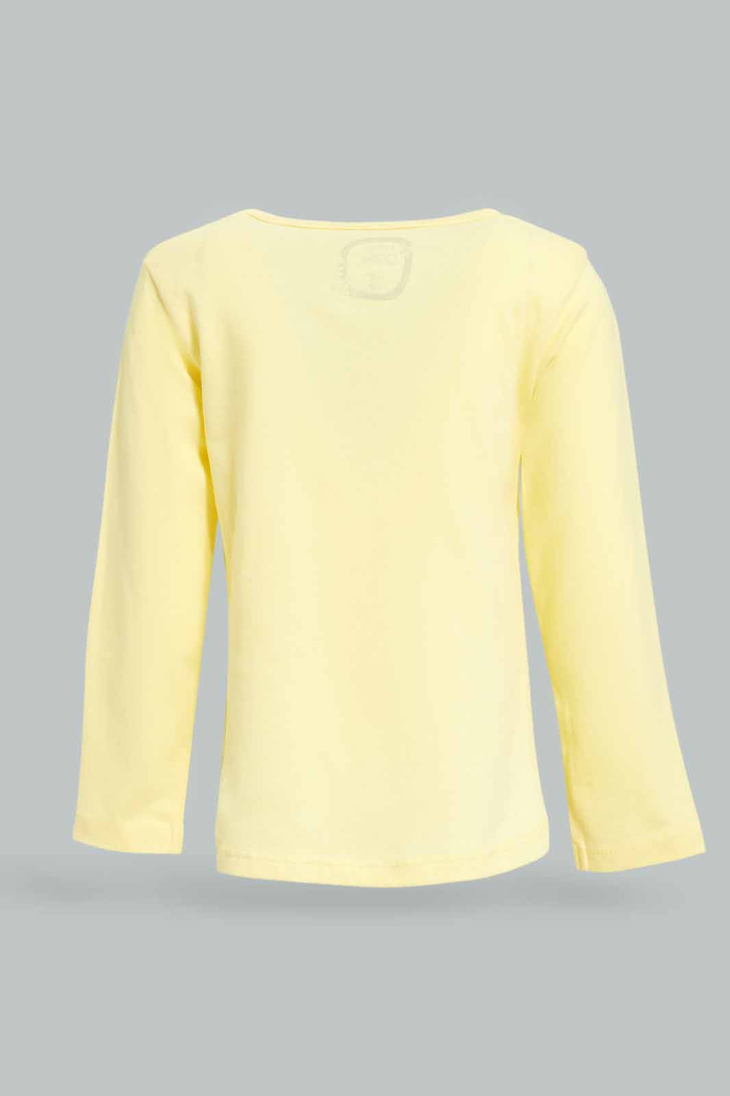 Redtag-Girls-Yellow-Placement-Print-Graphic-Tee-Category:T-Shirts,-Colour:Yellow,-Deals:New-In,-Dept:Girls,-Filter:Infant-Girls-(3-to-24-Mths),-ING-T-Shirts,-New-In-ING-APL,-Non-Sale,-S23A,-Section:Girls-(0-to-14Yrs),-TBL-Infant-Girls-3 to 24 Months