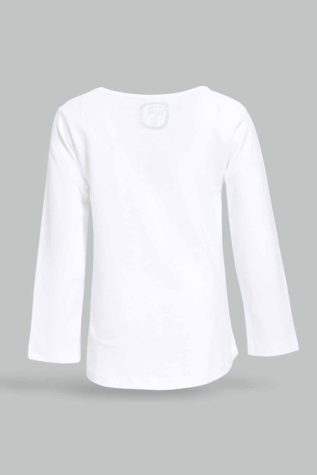 Redtag-Girls-White-Placement-Print-Graphic-Tee-Category:T-Shirts,-Colour:White,-Deals:New-In,-Dept:Girls,-Filter:Infant-Girls-(3-to-24-Mths),-ING-T-Shirts,-New-In-ING-APL,-Non-Sale,-S23A,-Section:Girls-(0-to-14Yrs),-TBL-Infant-Girls-3 to 24 Months
