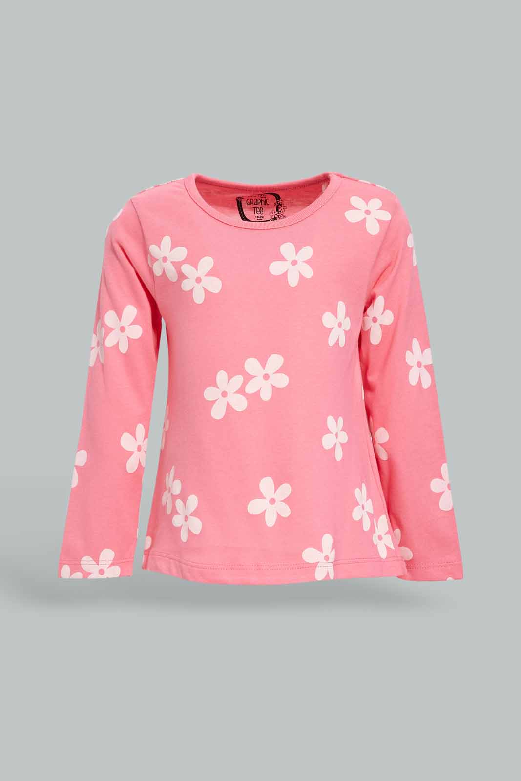 Redtag-Girls-Pink-Aop-Tee-Category:T-Shirts,-Colour:Apricot,-Deals:New-In,-Dept:Girls,-Filter:Infant-Girls-(3-to-24-Mths),-ING-T-Shirts,-New-In-ING-APL,-Non-Sale,-S23A,-Section:Girls-(0-to-14Yrs),-TBL-Infant-Girls-3 to 24 Months