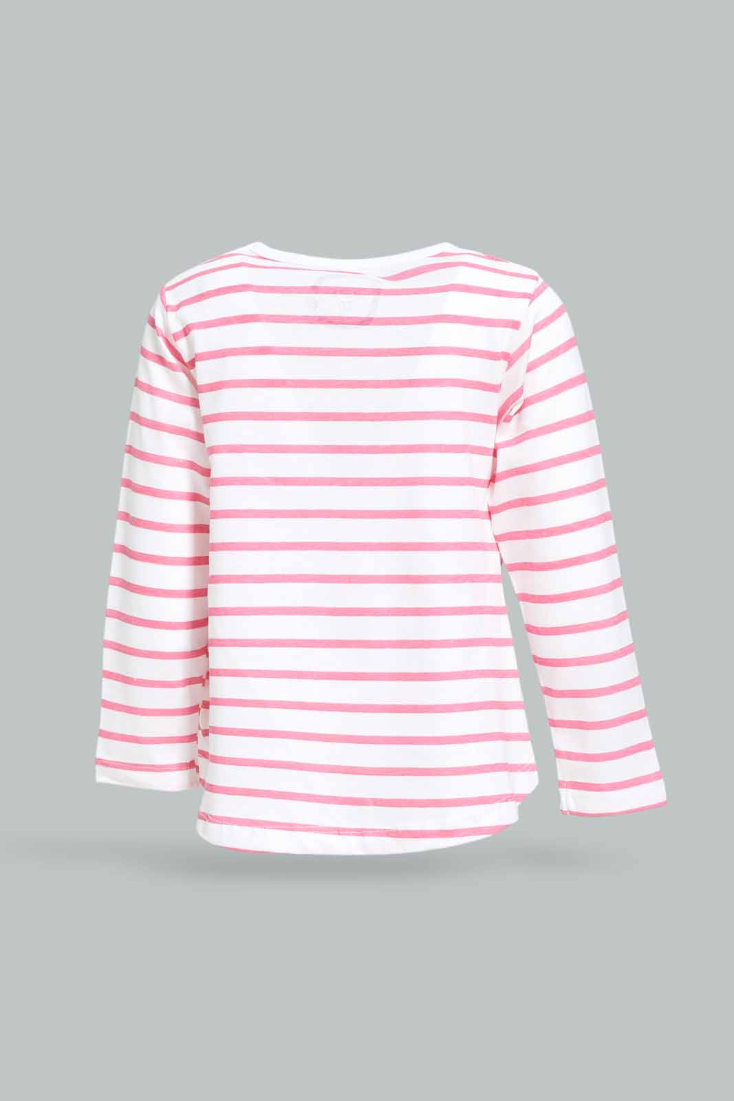 Redtag-Girls-Pink-Stripe-Tee-Category:T-Shirts,-Colour:Apricot,-Deals:New-In,-Dept:Girls,-Filter:Infant-Girls-(3-to-24-Mths),-ING-T-Shirts,-New-In-ING-APL,-Non-Sale,-S23A,-Section:Girls-(0-to-14Yrs),-TBL-Infant-Girls-3 to 24 Months