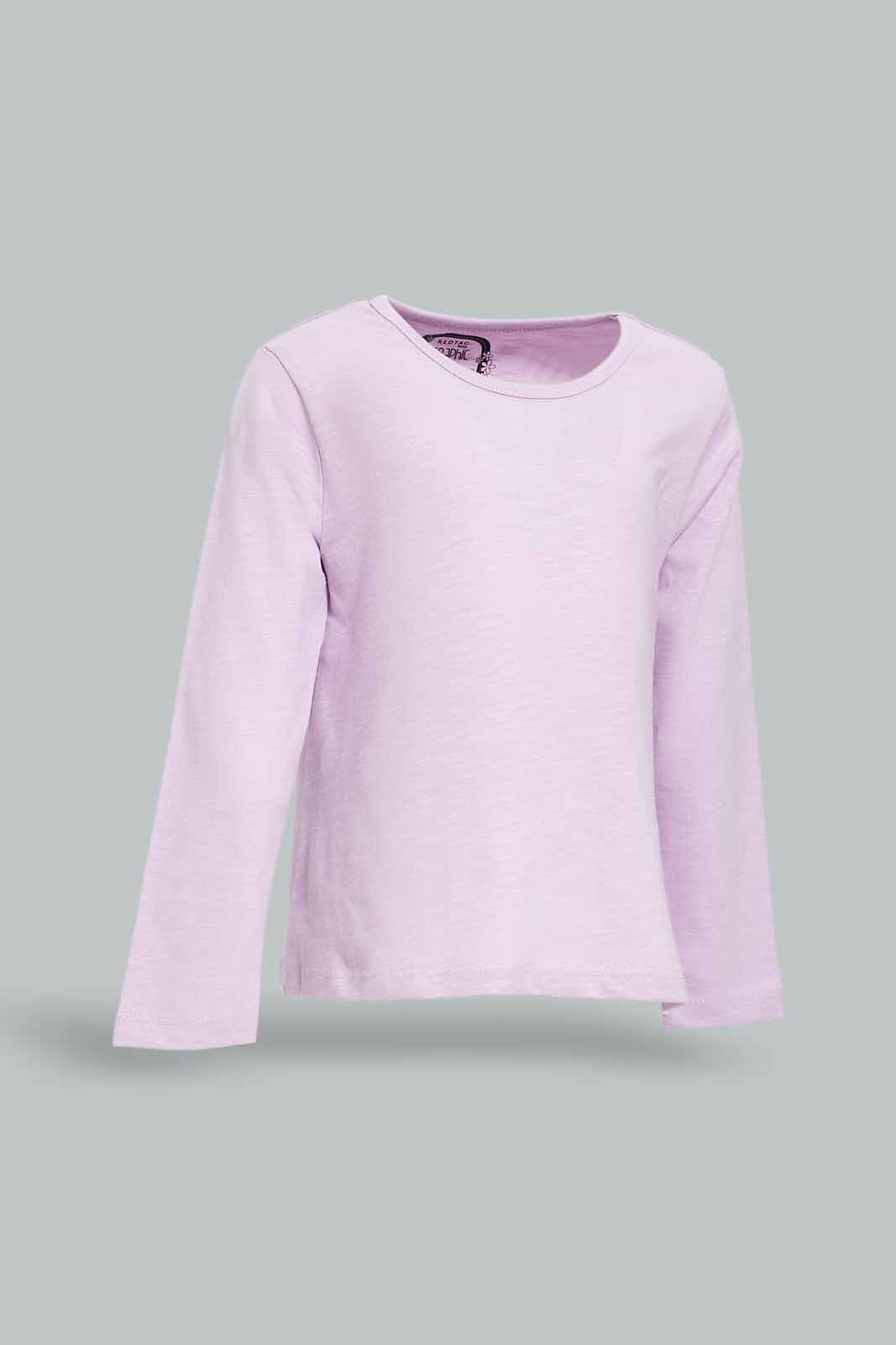 Redtag-Girls-Lilac-Solid-Tee-Category:T-Shirts,-Colour:Lilac,-Deals:New-In,-Dept:Girls,-Filter:Infant-Girls-(3-to-24-Mths),-ING-T-Shirts,-New-In-ING-APL,-Non-Sale,-S23A,-Section:Girls-(0-to-14Yrs),-TBL-Infant-Girls-3 to 24 Months