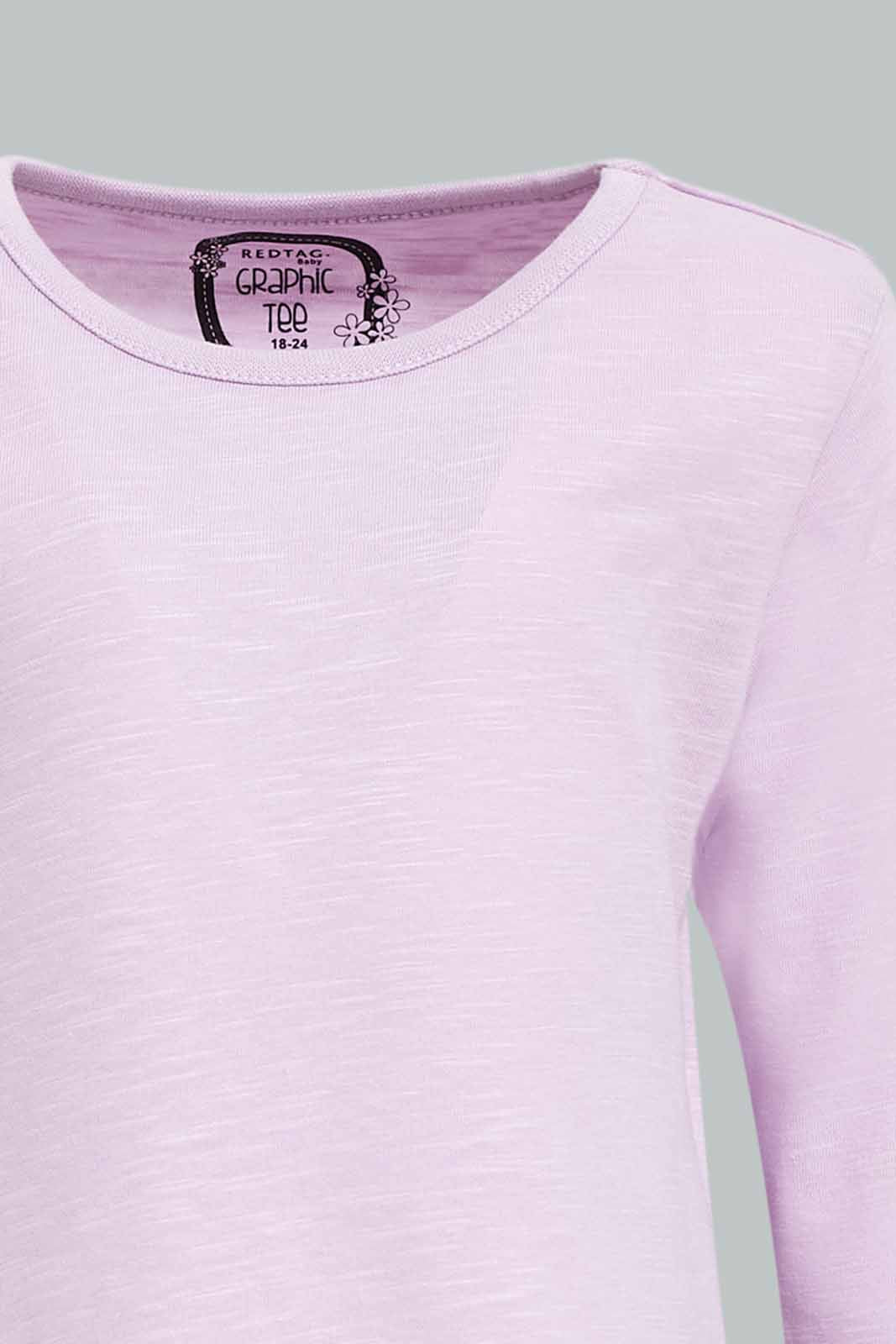 Redtag-Girls-Lilac-Solid-Tee-Category:T-Shirts,-Colour:Lilac,-Deals:New-In,-Dept:Girls,-Filter:Infant-Girls-(3-to-24-Mths),-ING-T-Shirts,-New-In-ING-APL,-Non-Sale,-S23A,-Section:Girls-(0-to-14Yrs),-TBL-Infant-Girls-3 to 24 Months