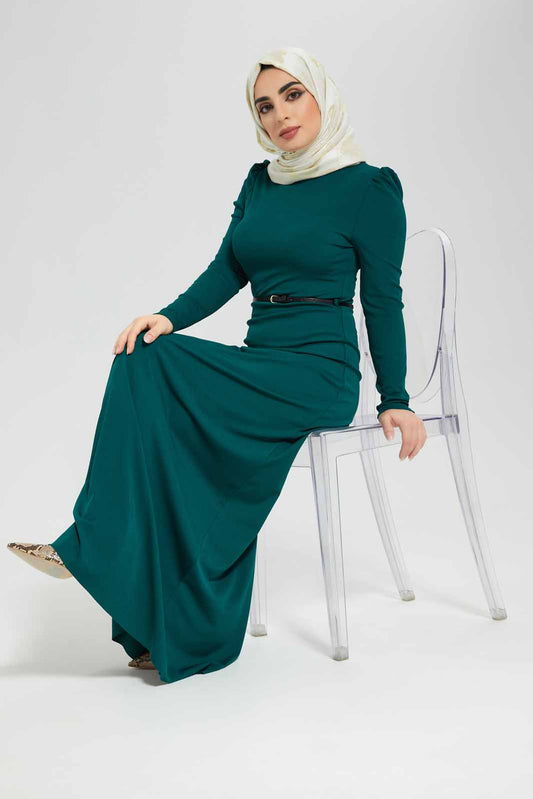 Redtag-Women-Turtleneck-Long-Sleeve-Dress-Category:Dresses,-Colour:Green,-Deals:New-In,-Filter:Women's-Clothing,-LMC,-Modest,-New-In-Women-APL,-Non-Sale,-Section:Women,-W22B,-Women-Dresses--