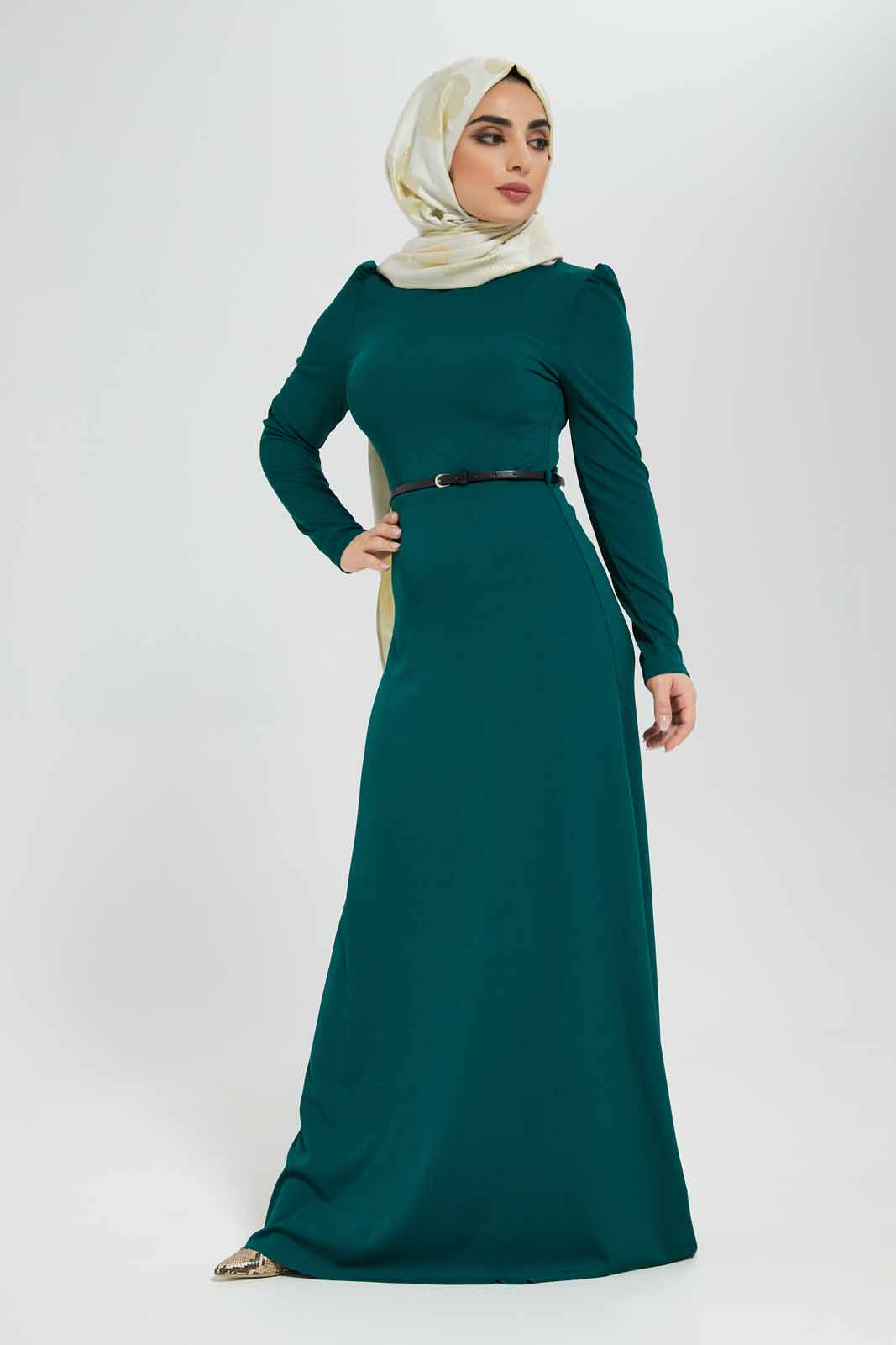 Redtag-Women-Turtleneck-Long-Sleeve-Dress-Category:Dresses,-Colour:Green,-Deals:New-In,-Filter:Women's-Clothing,-LMC,-Modest,-New-In-Women-APL,-Non-Sale,-Section:Women,-W22B,-Women-Dresses--