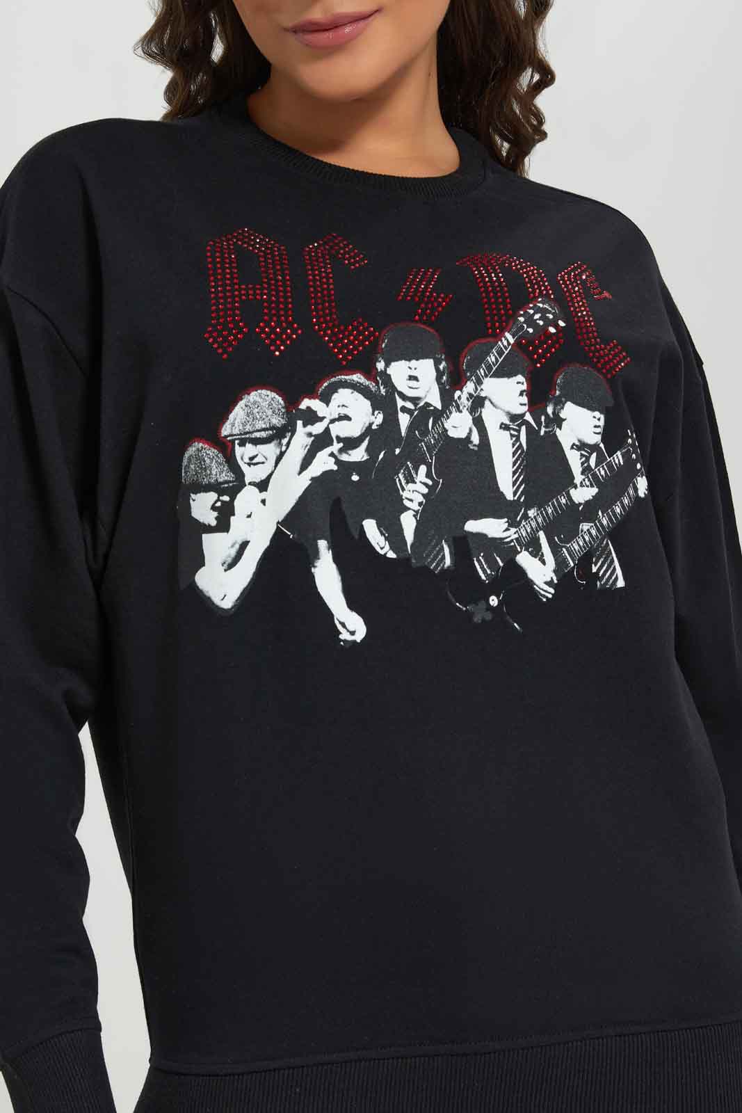 Redtag-Women-Black-Ac/Dc-Placement-Print-Long-Sleeve-Sweatshirt-Category:Sweatshirts,-Colour:Black,-Deals:New-In,-FF,-Filter:Women's-Clothing,-New-In-Women-APL,-Non-Sale,-Section:Women,-W22B,-Women-Sweatshirts-Women's-