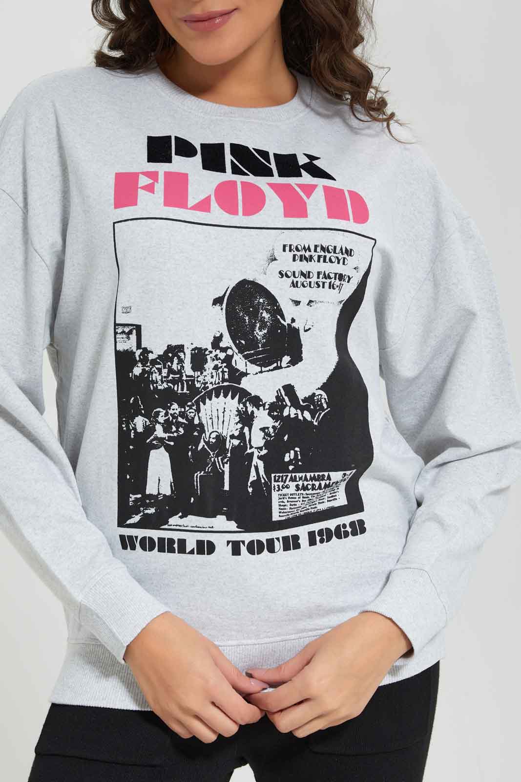 Redtag-Women-Grey-Pink-Floyd-Placement-Print-Long-Sleeve-Sweatshirt-Category:Sweatshirts,-Colour:Grey,-Deals:New-In,-FF,-Filter:Women's-Clothing,-New-In-Women-APL,-Non-Sale,-Section:Women,-W22B,-Women-Sweatshirts-Women's-