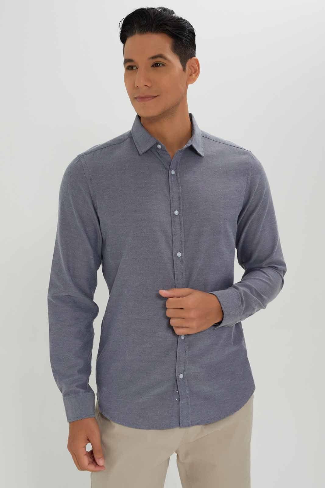 Redtag-Men-Dark-Grey-L/S-Oxford-Shirt-Category:Shirts,-Colour:Charcoal,-Deals:New-In,-Dept:Menswear,-Filter:Men's-Clothing,-Men-Shirts,-New-In-Men-APL,-Non-Sale,-S23A,-Section:Men,-TBL-Men's-