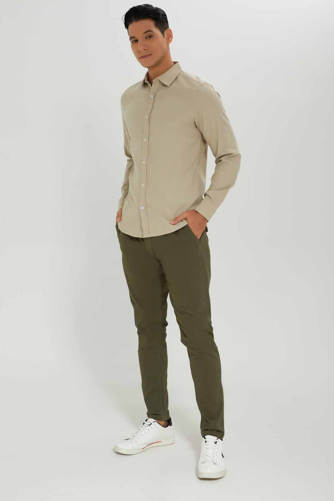 Redtag-Men-Beige-L/S-Oxford-Shirt-Category:Shirts,-Colour:Beige,-Deals:New-In,-Dept:Menswear,-Filter:Men's-Clothing,-Men-Shirts,-New-In-Men-APL,-Non-Sale,-S23A,-Section:Men,-TBL-Men's-