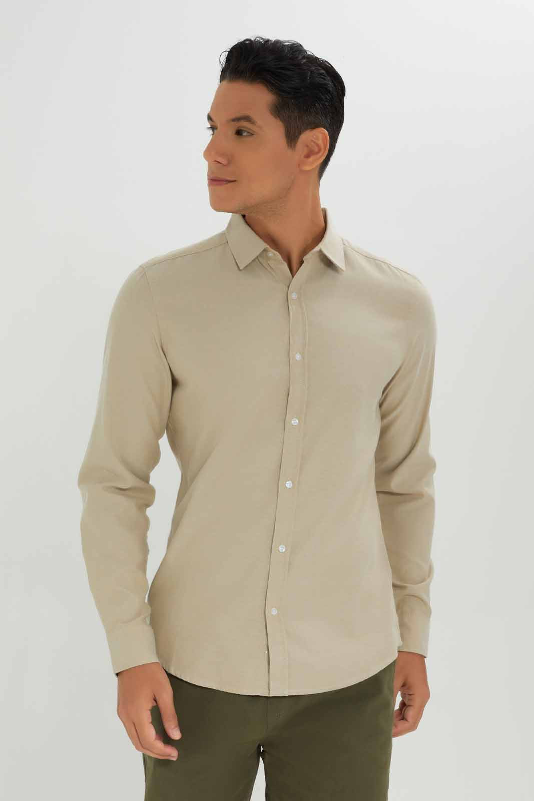 Redtag-Men-Beige-L/S-Oxford-Shirt-Category:Shirts,-Colour:Beige,-Deals:New-In,-Dept:Menswear,-Filter:Men's-Clothing,-Men-Shirts,-New-In-Men-APL,-Non-Sale,-S23A,-Section:Men,-TBL-Men's-