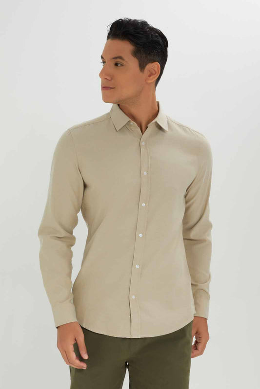 Redtag-Men-Beige-L/S-Oxford-Shirt-Category:Shirts,-Colour:Beige,-Deals:New-In,-Dept:Menswear,-Filter:Men's-Clothing,-Men-Shirts,-New-In-Men-APL,-Non-Sale,-S23A,-Section:Men,-TBL-Men's-