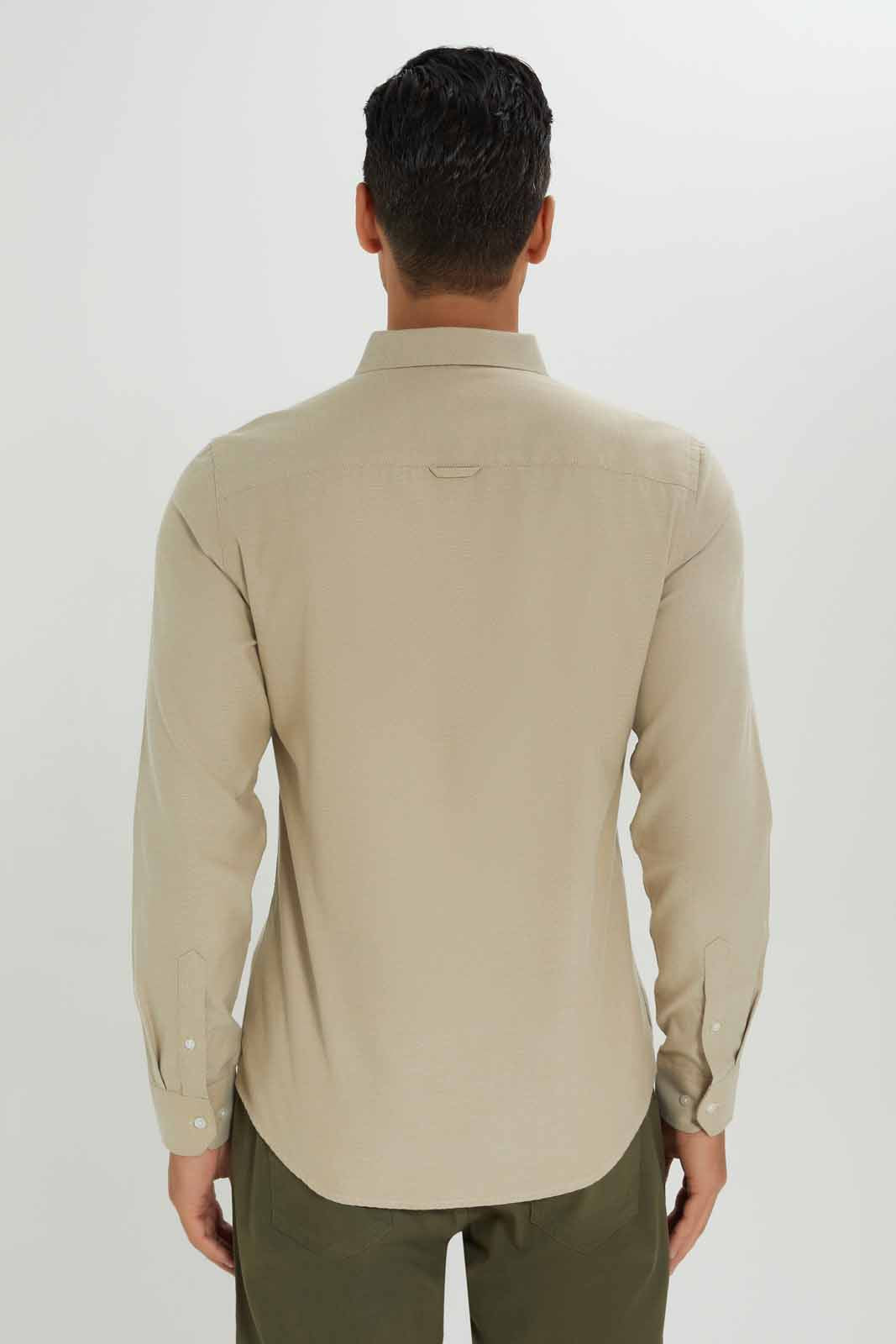 Redtag-Men-Beige-L/S-Oxford-Shirt-Category:Shirts,-Colour:Beige,-Deals:New-In,-Dept:Menswear,-Filter:Men's-Clothing,-Men-Shirts,-New-In-Men-APL,-Non-Sale,-S23A,-Section:Men,-TBL-Men's-