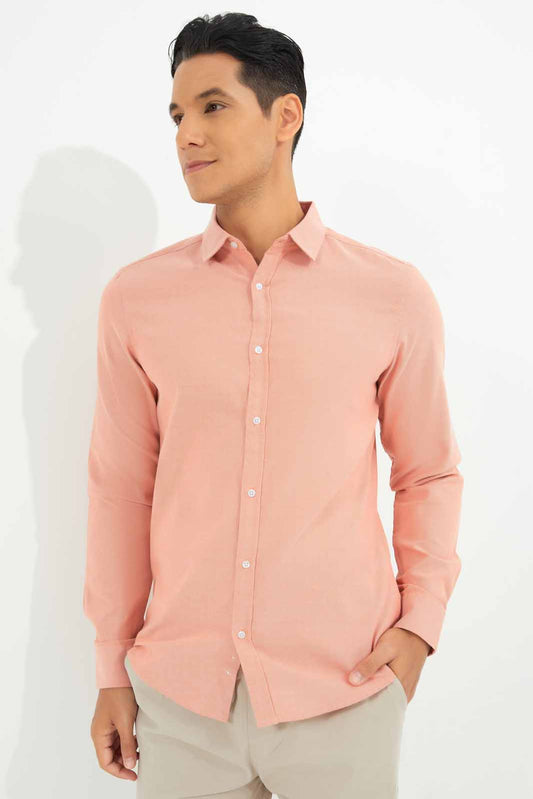 Redtag-Men-Orange-L/S-Oxford-Shirt-Category:Shirts,-Colour:Orange,-Deals:New-In,-Dept:Menswear,-Filter:Men's-Clothing,-Men-Shirts,-New-In-Men-APL,-Non-Sale,-S23A,-Section:Men,-TBL-Men's-