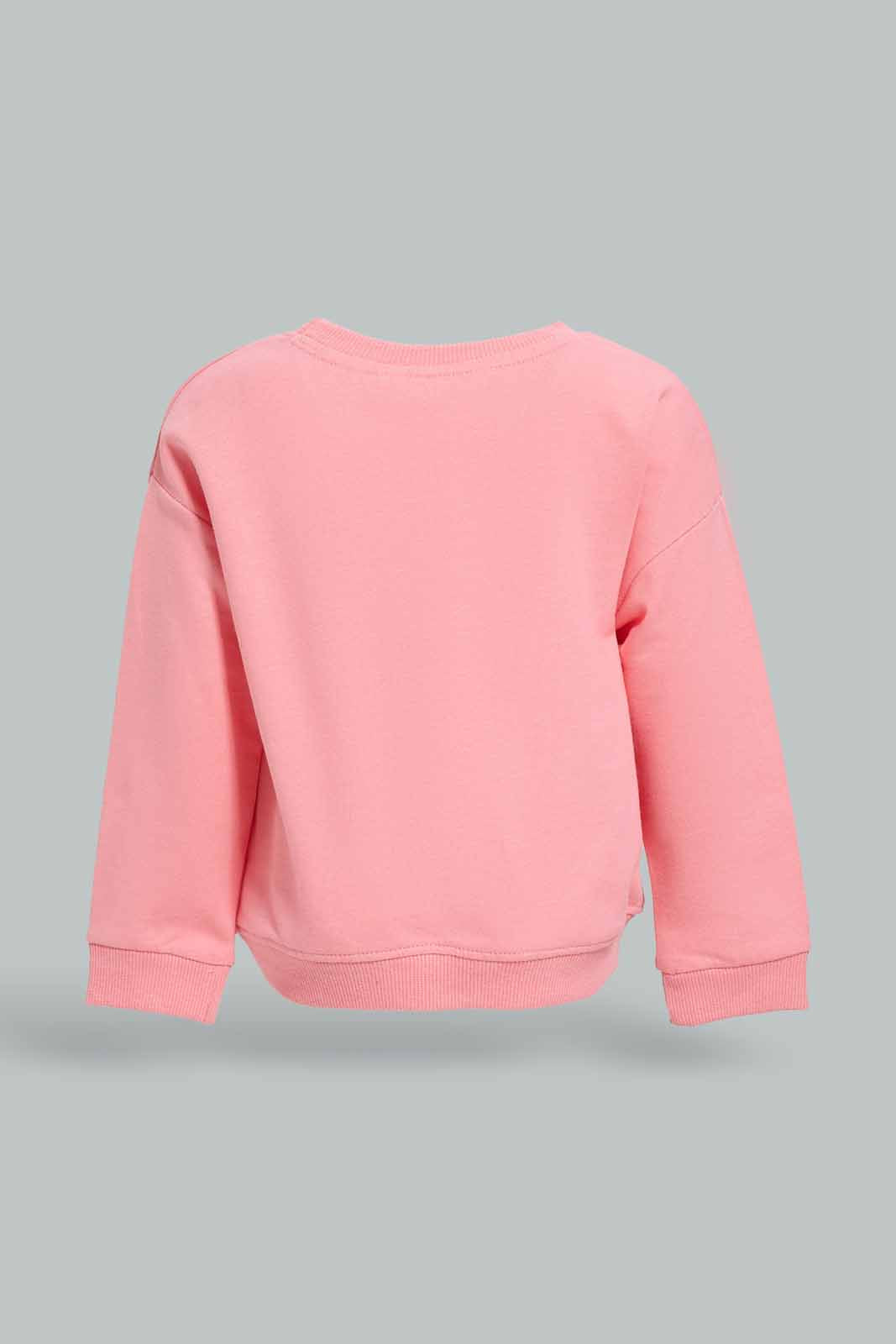 Redtag-Girls-Pink-Placement-Print-Sweat-Top-Category:Sweatshirts,-Colour:Apricot,-Deals:New-In,-Dept:Girls,-Filter:Infant-Girls-(3-to-24-Mths),-ING-Sweatshirts,-New-In-ING-APL,-Non-Sale,-S23A,-Section:Girls-(0-to-14Yrs),-TBL-Infant-Girls-3 to 24 Months
