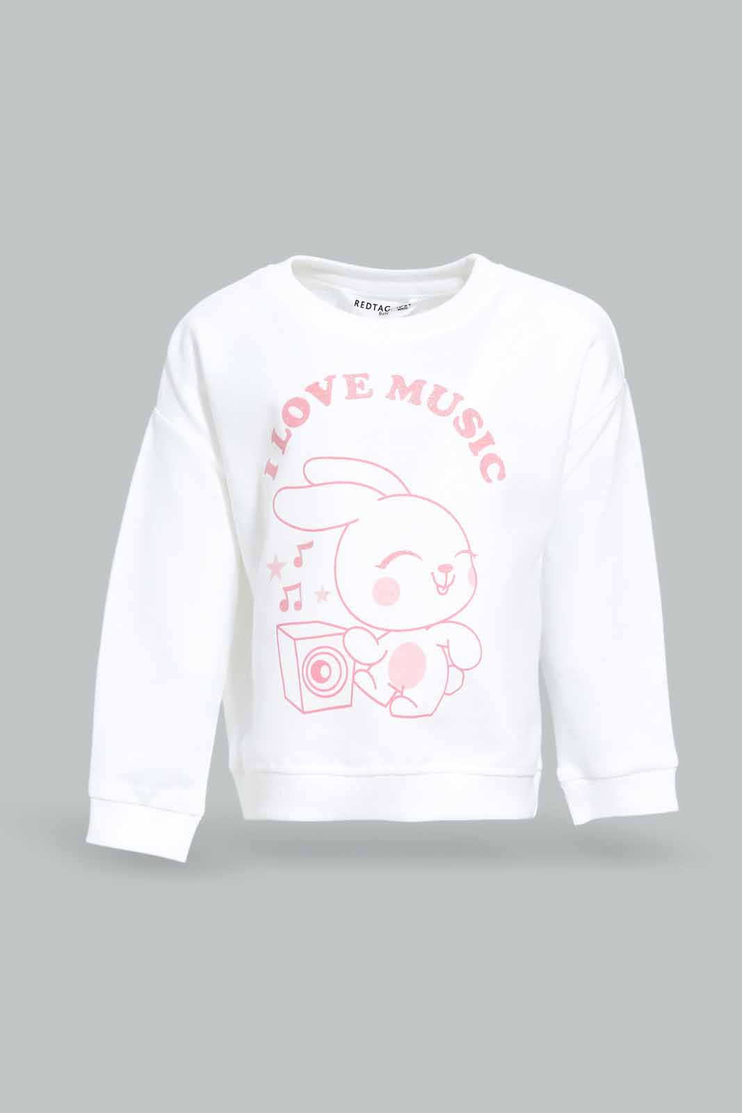 Redtag-Girls-White-Placement-Print-Sweat-Top-Category:Sweatshirts,-Colour:White,-Deals:New-In,-Dept:Girls,-Filter:Infant-Girls-(3-to-24-Mths),-ING-Sweatshirts,-New-In-ING-APL,-Non-Sale,-S23A,-Section:Girls-(0-to-14Yrs),-TBL-Infant-Girls-3 to 24 Months