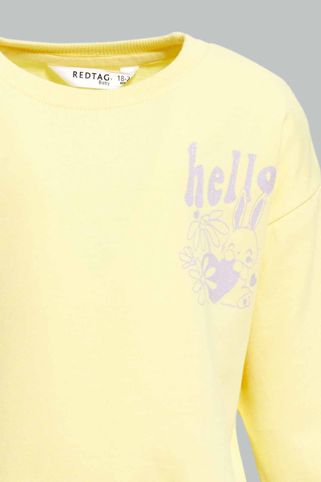 Redtag-Girls-Yellow-Placement-Print-Sweat-Top-Category:Sweatshirts,-Colour:Yellow,-Deals:New-In,-Dept:Girls,-Filter:Infant-Girls-(3-to-24-Mths),-ING-Sweatshirts,-New-In-ING-APL,-Non-Sale,-S23A,-Section:Girls-(0-to-14Yrs),-TBL-Infant-Girls-3 to 24 Months