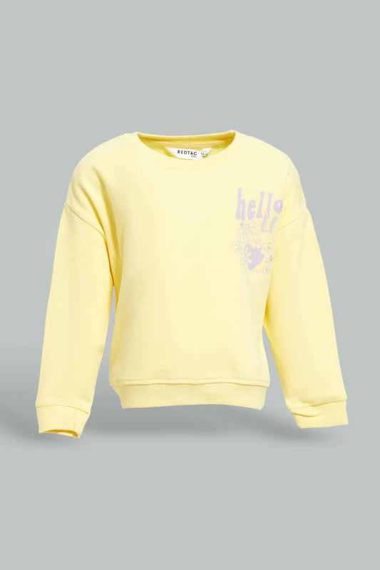 Redtag-Girls-Yellow-Placement-Print-Sweat-Top-Category:Sweatshirts,-Colour:Yellow,-Deals:New-In,-Dept:Girls,-Filter:Infant-Girls-(3-to-24-Mths),-ING-Sweatshirts,-New-In-ING-APL,-Non-Sale,-S23A,-Section:Girls-(0-to-14Yrs),-TBL-Infant-Girls-3 to 24 Months