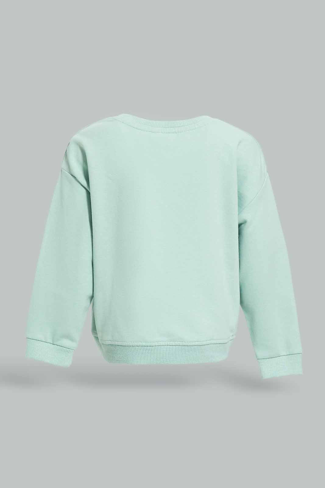 Redtag-Girls-Green-Placement-Print-Sweat-Top-Category:Sweatshirts,-Colour:Green,-Deals:New-In,-Dept:Girls,-Filter:Infant-Girls-(3-to-24-Mths),-ING-Sweatshirts,-New-In-ING-APL,-Non-Sale,-S23A,-Section:Girls-(0-to-14Yrs),-TBL-Infant-Girls-3 to 24 Months