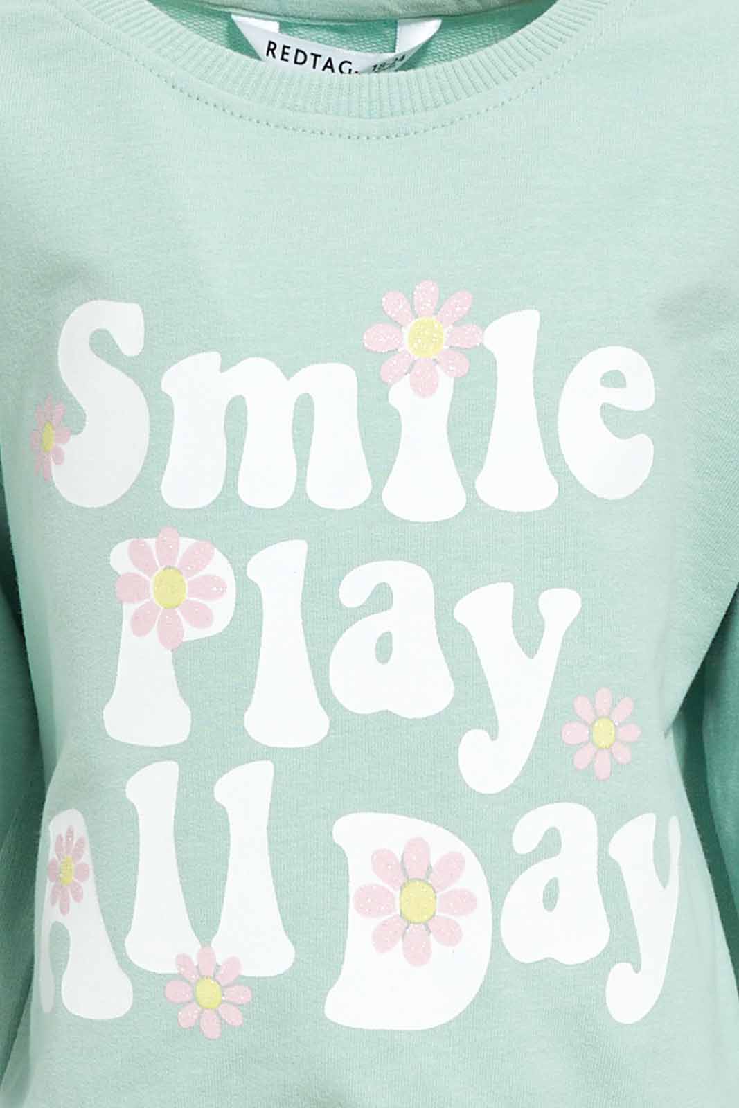Redtag-Girls-Green-Placement-Print-Sweat-Top-Category:Sweatshirts,-Colour:Green,-Deals:New-In,-Dept:Girls,-Filter:Infant-Girls-(3-to-24-Mths),-ING-Sweatshirts,-New-In-ING-APL,-Non-Sale,-S23A,-Section:Girls-(0-to-14Yrs),-TBL-Infant-Girls-3 to 24 Months