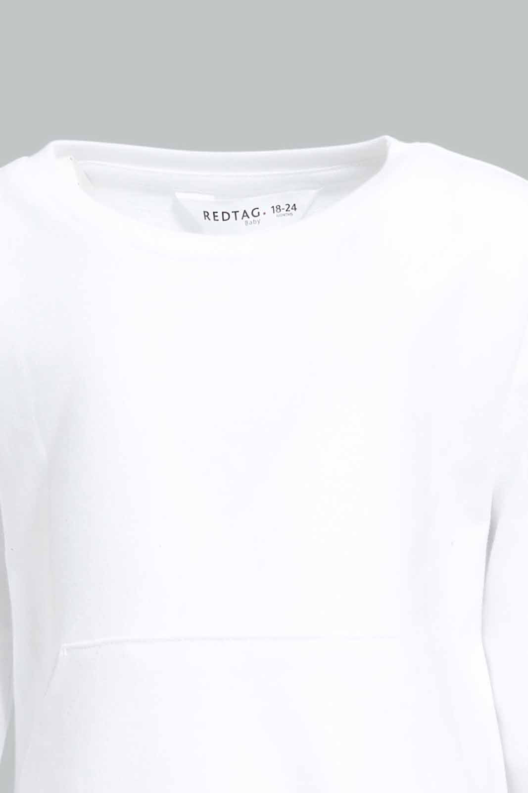 Redtag-Girls-White-Solid-Kangaroo-Pocket-Sweat-Top-Category:Sweatshirts,-Colour:White,-Deals:New-In,-Dept:Girls,-Filter:Infant-Girls-(3-to-24-Mths),-ING-Sweatshirts,-New-In-ING-APL,-Non-Sale,-S23A,-Section:Girls-(0-to-14Yrs),-TBL-Infant-Girls-3 to 24 Months